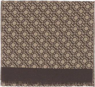Ferragamo Hook Pattern Fringed Wool Scarf