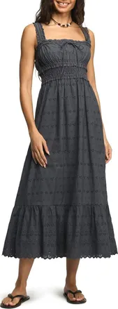 Lucky Brand Schiffley Eyelet Lace Midi Sundress in Ombre Blue at Nordstrom, Size X-Large