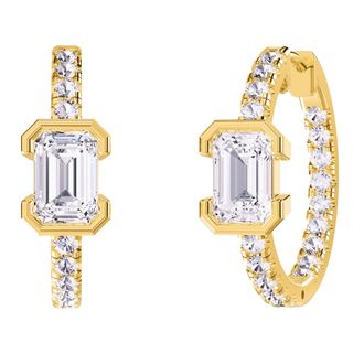 Diamond2Deal 14k Yellow Gold 2.75 Ct Radiant Cut Lab Grown Diamond Hoop Earrings VVS-VS, E-F