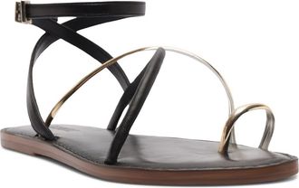 Schutz Valeria Toe Loop Ankle Strap Sandal in Black at Nordstrom, Size 6.5
