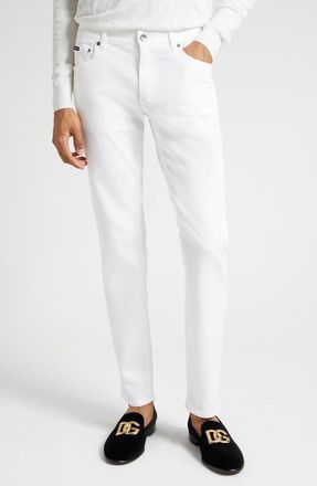 Dolce & Gabbana Stretch Slim Fit Jeans in White at Nordstrom, Size 30 Us