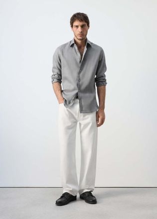 Mango Camicia slim fit 100% lino grigio antracite - Uomo - XXL - MANGO MAN