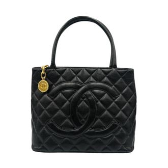 Chanel Black Grained Calfskin Tote Bag (Pre-Owned)