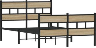 vidaXL Metal Bed Frame without Mattress Sonoma Oak 120x190 cm Small Double Vidaxl