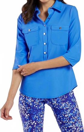 Jude Connally Sylvia Quarter Sleeve Top In Harbor Blue