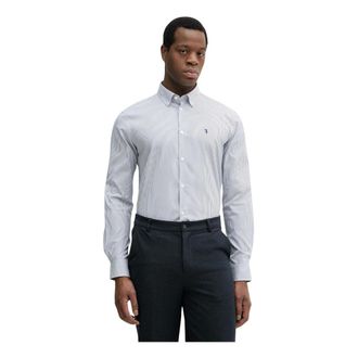 Trussardi Overhemden, Heren, Blauw, L, Katoen, Regular Fit Gestreept Overhemd Makkelijk te Strijken