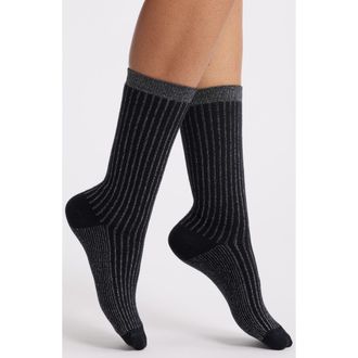 Nordstrom Sparkle Stripe Crew Socks in Black at Nordstrom Rack, Size 9/11