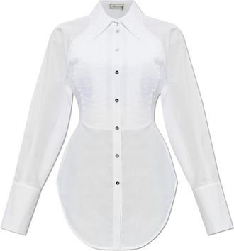 Blumarine Shirt met Tailleceintuur - Dames - Overhemden - Wit - S - Katoen - Overhemden