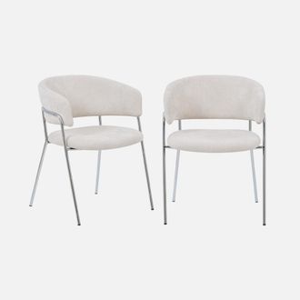 Sweeek Sill&oacute;n Vintage De Tela Con Estructura Cromada, Set De 2
