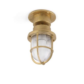 Netlighting Mauren 1 Light Outdoor Pedestal Light Brass IP44 E27 in Yellow