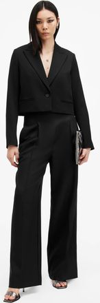 AllSaints Polyester Shores Wide Leg Relaxed Fit Trousers, Size: UK 14/US 10