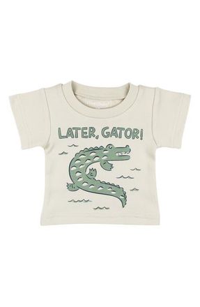 LOvedbaby Boxy Organic Cotton Graphic T-Shirt in Alligator at Nordstrom, Size 18-24M
