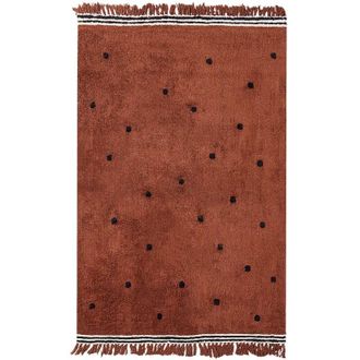 Beliani Beliani - Tappeto moderno in cotone marrone con pois neri e frange rettangolare 140 x 200 cm Laza