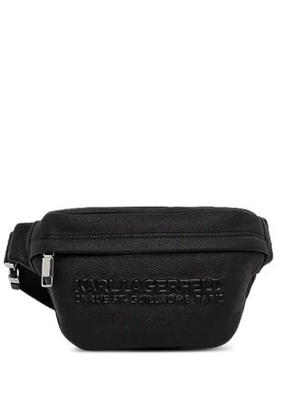 Karl Lagerfeld embossed-logo belt bag - men - Calf Leather - One Size - Black