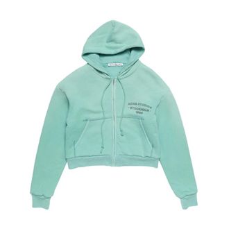 Acne Studios Sprayed Zip Hoodie - Dames - Vesten met rits - Groen - M/L - Katoen - Hoodies & sweatvesten