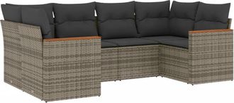 vidaXL Vidaxl - Set De Muebles De Jard&iacute;n 6 Pzas Y Cojines Rat&aacute;n Sint&eacute;tico Gris