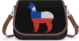 Generic Chilean Flag Alpaca Crossbody Bag Womens Handbag PU Message Bags Shoulder Purse with Adjustable Strap