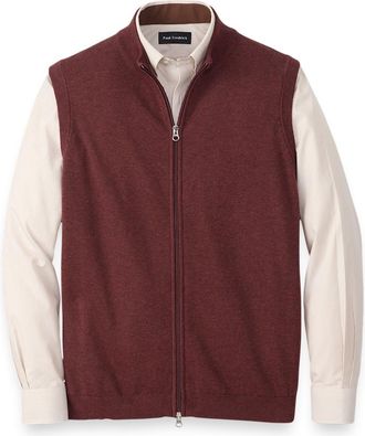 Paul Fredrick Cotton Full Zip Mock Neck Vest