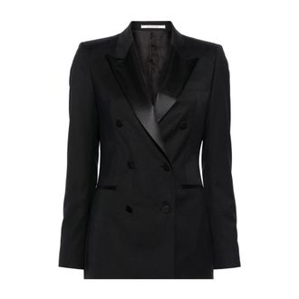 Tagliatore Wool Double-Breasted Jacket - female - Tagliatore - Blazers - Black - XL - Jackets