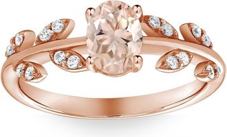 Pompeii3 1 Ct Oval Morganite & Diamond Vine Engagement Anniversary Ring in 14k Rose Gold