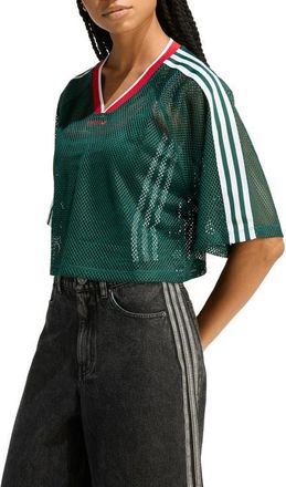 adidas Originals Mesh Crop Jersey Top in Collegiate Green at Nordstrom, Size X-Small