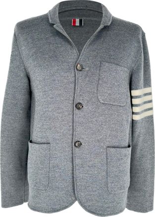 Thom Browne 4-Bar Stripe Blazer in Grey Wool