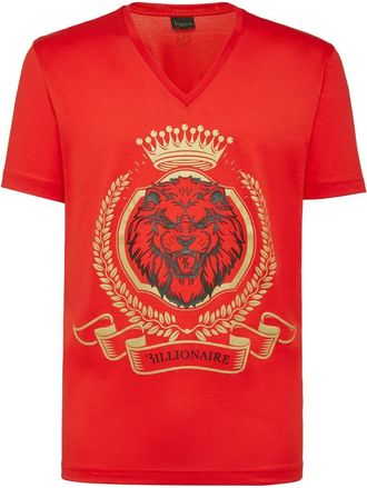 Billionaire Boys Club T-shirt V-Neck SS Lion - Heren - T-shirts - Rood - XS - Katoen - Tops