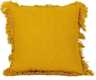 Foreside Home And Garden Mustard Handwoven Plaid Cotton Throw Pillow in Yellow at Nordstrom, Size Medium