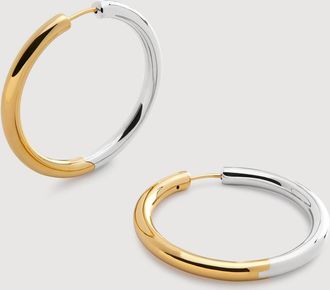 Monica Vinader Gold Mixed Metal Click Large Hoop Earrings