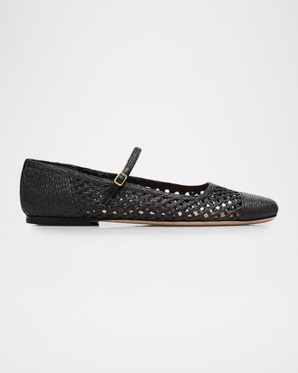 Veronica Beard Ellie Raffia Ballerina Flats