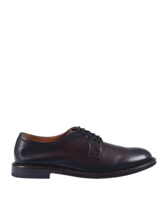 Doucal's Calfskin Leather Polished Derby Shoes