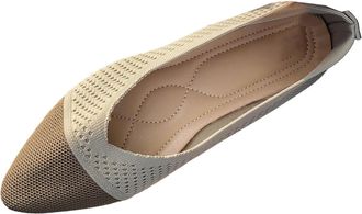 Generic Ladies Ballet Flats Pointed Toe Knitted Pumps Shoes Lightweight Classic Breathable Stylish Comfortable Slip On Casual Shoes Work Holiday Khaki