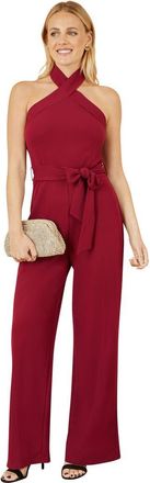 Yumi Cross Over Halter Neck Jumpsuit in Burgundy at Nordstrom, Size 8