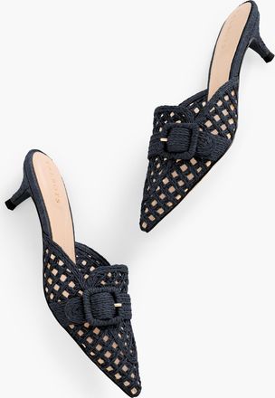 Talbots Sylvie Woven Raffia Mules - Blue - 10 1/2 M Talbots