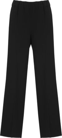 Alberto Biani Black Elasticated Waistband Relaxed Wide-Leg Formal Pants