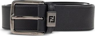 Fendi Black Logo Textured Belt