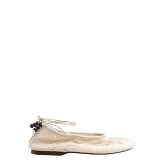 Alohas Ballerinas, female, White, Size: 10 US White Ballet Flats with Embroidered Design