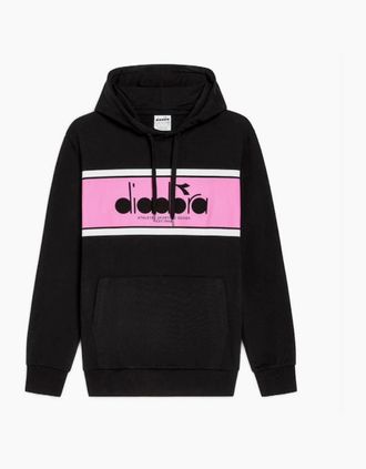 Diadora Mens Diadora Wild Pink Logo Hoodie - Black - Size: 38