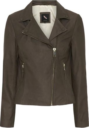BTF-CPH Nappalon Bikerjack Warm Grey Light Gold - Dames - Leren en Su&egrave;de Jassen - Grijs - L - Leer - Jassen