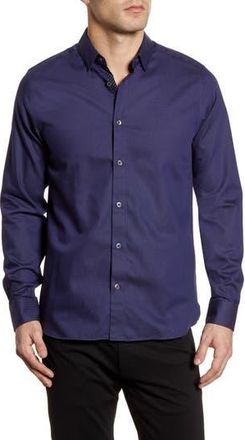 Ted Baker Whyme Slim Fit Dot Button-Up Shirt in Navy at Nordstrom Rack, Size 5(Xl)