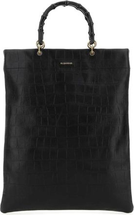 Jil Sander Black crocodile-effect tote Bag