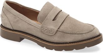 Blondo Waterproof Penny Loafer in Taupe Suede at Nordstrom, Size 5.5