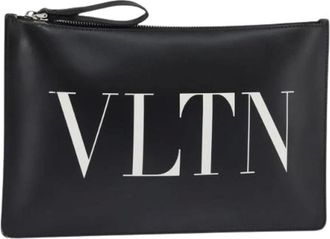 Valentino Pre-owned Clutches, female, Black, Size: ONE SIZE Pre-owned Leather Clutch