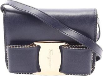 Ferragamo Pre-owned Vara Ribbon Leder Mini Schoudertas - Dames - Vintage Schoudertas - Blauw - ONE Size - Leer - Vintage
