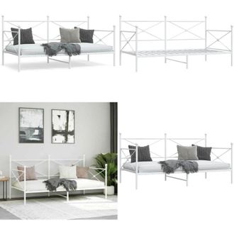 vidaXL Dormeuse senza Materasso Bianco 107x203 cm in Acciaio - Letto in acciaio - Letto con rete