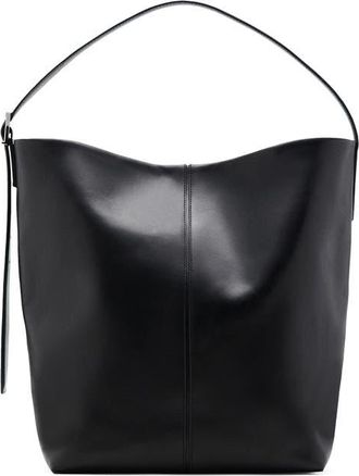 Mango Large Leather Bucket Tote in Black at Nordstrom