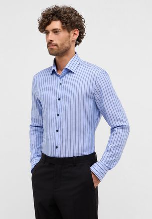 Eterna Langarmhemd ETERNA SLIM FIT, Herren, Gr. 41, Normalgr&ouml;ssen, blau, Popeline, 100% Baumwolle, schmal, Manschette, Hemden Langarmhemd, NON IRON (b&uuml;gelfre