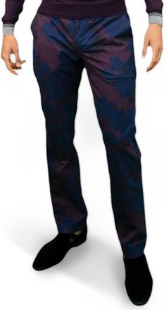 Lords of Harlech Charles Flat Front Chino Printed Pant in Salerno Floral Plum at Nordstrom, Size 34 X 32