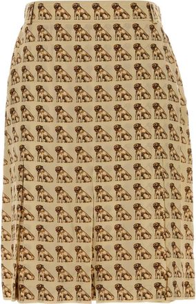 Valentino Garavani Womens Printed Crepe Skirt - Nude Silk - Size EU 38 (Womens)
