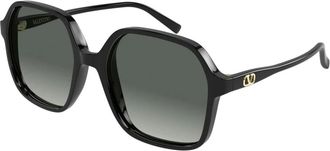 Valentino Sunglasses, female, Black, Size: 56 MM Light V Acetate